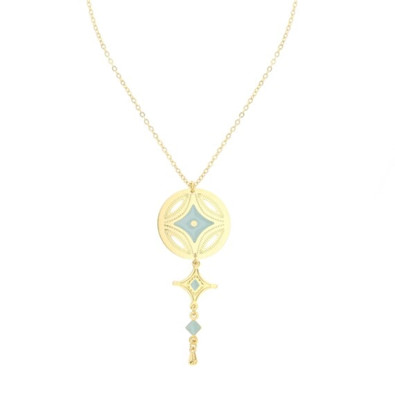 Collier "Caravane" médaille et pendentif étoile, signé Laëti Trëma