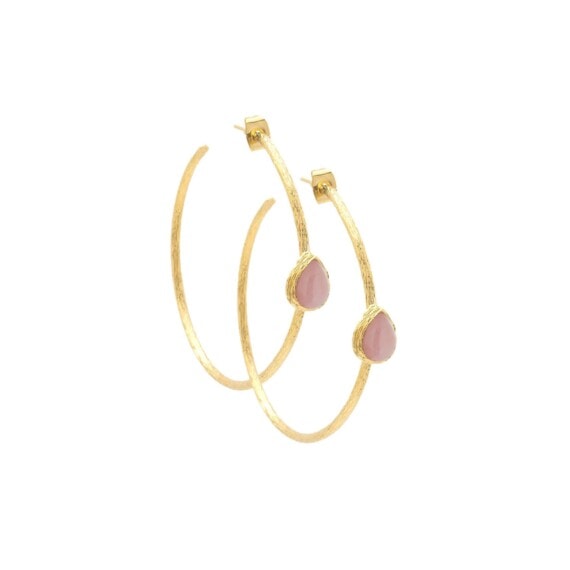 créoles gaia de créateur, en version rose guave quartz