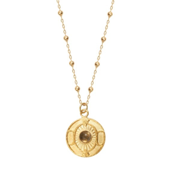 Collier médaille Labradorite, doré à l'or fin