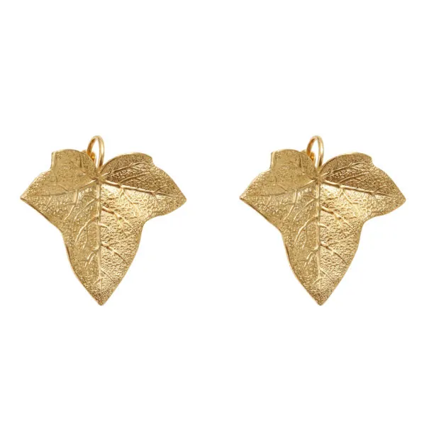 boucles d'oreilles feuilles dorées à l'or fin, de Dear Charlotte