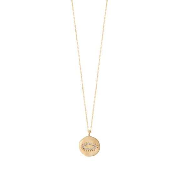 Collier Happy, gravé d'un oeil protecteur, de Louise hendricks. Chez Poisson Plume.