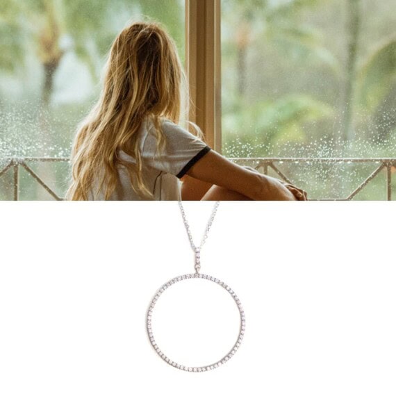 collier monteverde grande cercle et brillant - argent