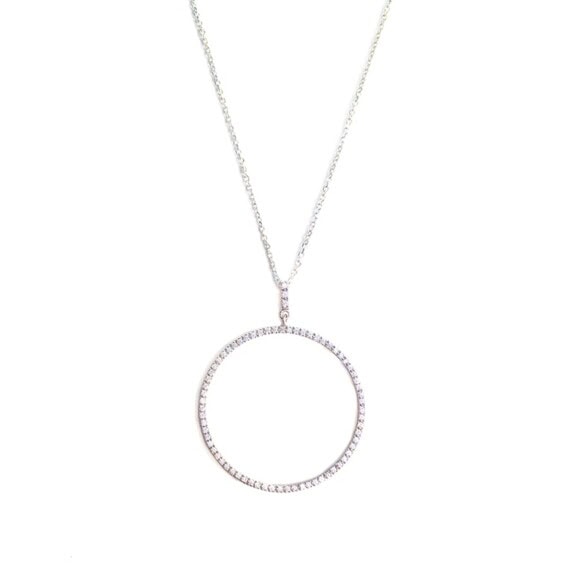 collier monteverde grande cercle et brillant - argent