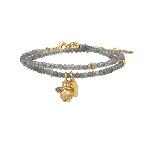 Bracelet double tour rite, en pierres anturelles Labradorite. A retrouver dans la bijouterie Poisson Plume