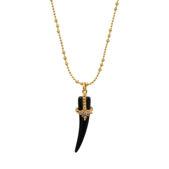 Sautoir corne griffe onyx