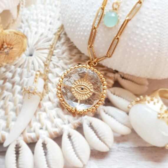 Collier Luck talisman Cristal porte-bonheur, de chez Leticia ponti. En vente dans la bijouterie de créateurs Poisson Plume