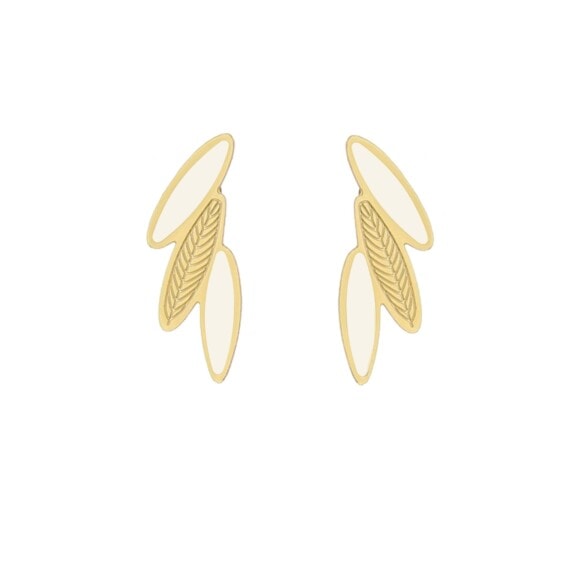 Boucles plumes blanches de la collection Amazonia, en vente chez Poisson Plume. Une création Laeti Trema