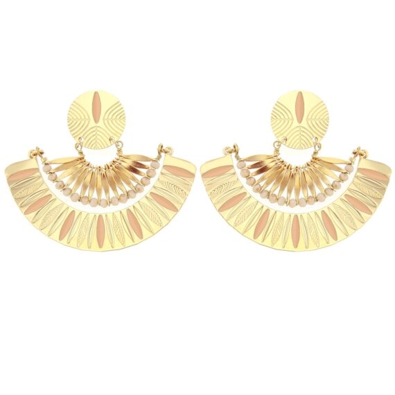grandes boucles d'oreilles dorées et rose nude de laeti Trema chez poisson Plume