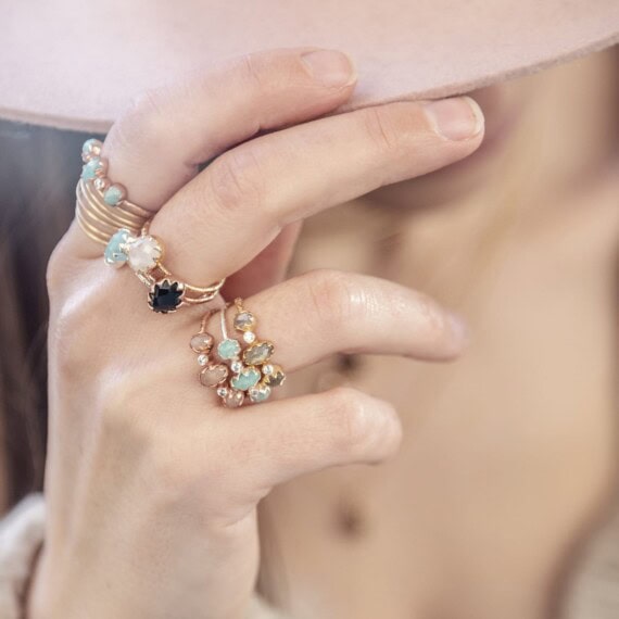 Collection de bagues mimi trio en pierres naturelles