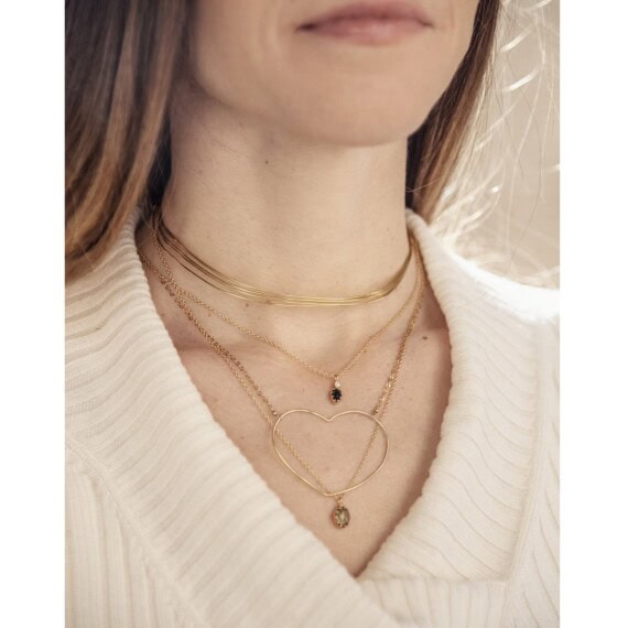Collier eu pendetif Coeur Aphrodite, par Alexiane Bijoux. En vente dans la bijouterie de créateurs Poisson Plume.