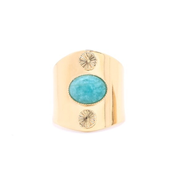 Bague dorée à l'or fin et amazonite