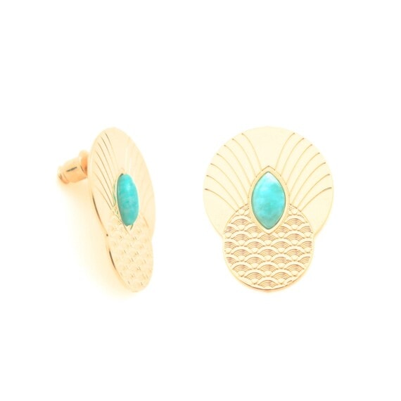 Boucles d'oreilles Puces Honolulu Amazonite – Image 2