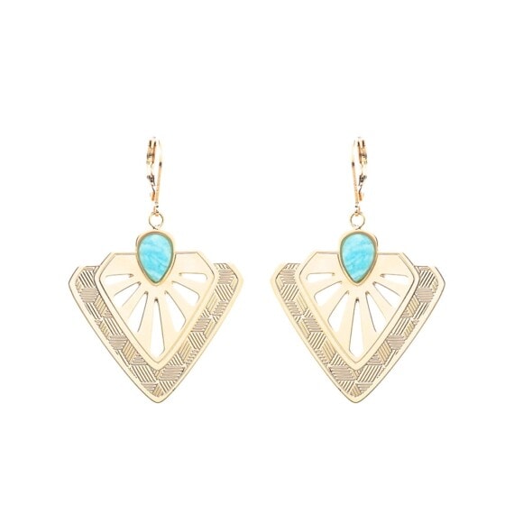 Boucles d'oreilles tamara amazonite de la créatrice Aurelié Joliff. Chez Poisson Plume bijoux
