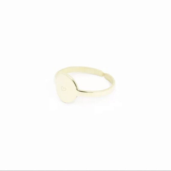 Bague gravée coeur valentine créée en France et dorée à l'or fin