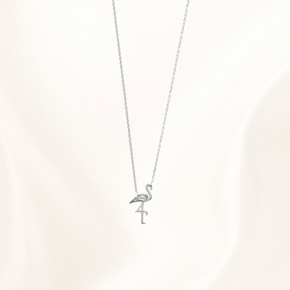 collier flamant argent
