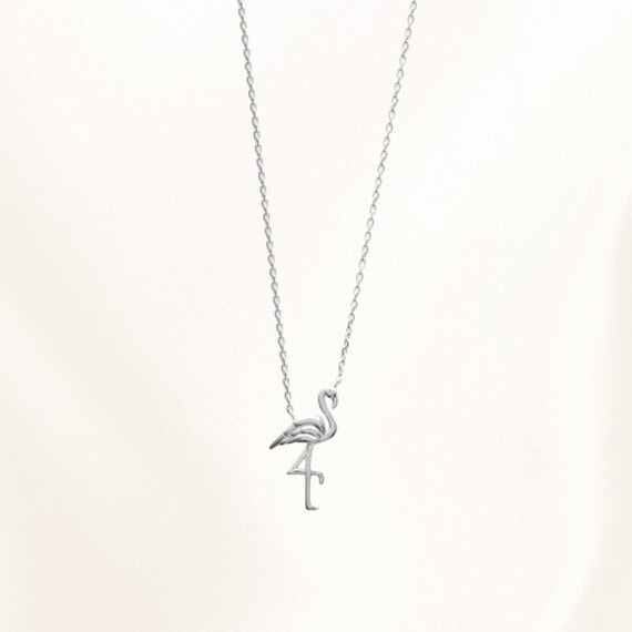 collier flamant argent zoom