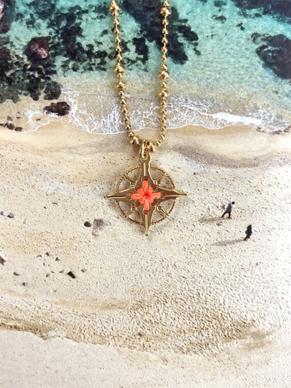 Collier rose des vents etoile boussole. Un bijou de créateur dans la bijouterie Poisson Plume