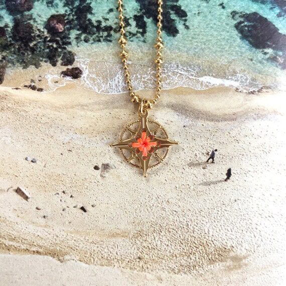 Collier rose des vents etoile boussole. Un bijou de créateur dans la bijouterie Poisson Plume
