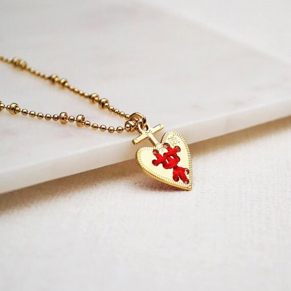 Collier médaille Cœur Rouge – Image 5