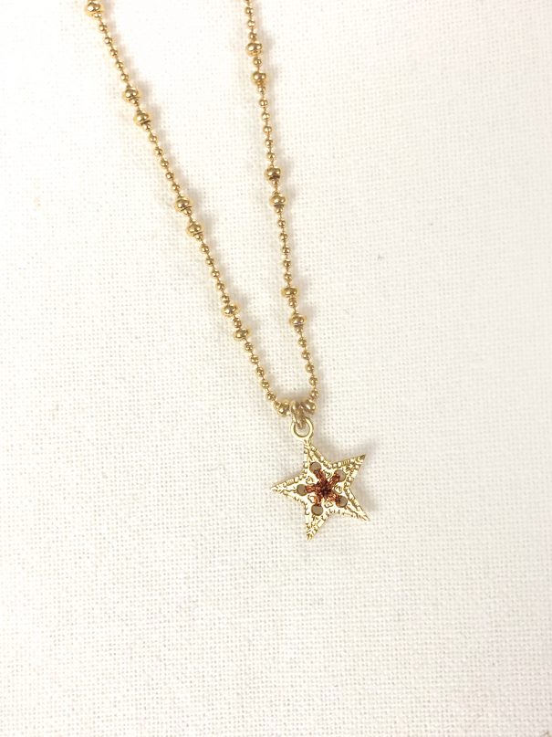 Collier médaille étoile cuivré, chez Poisson plume bijoux
