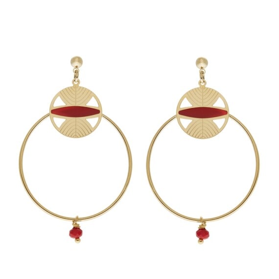 Boucles créoles campage en rouge profond$