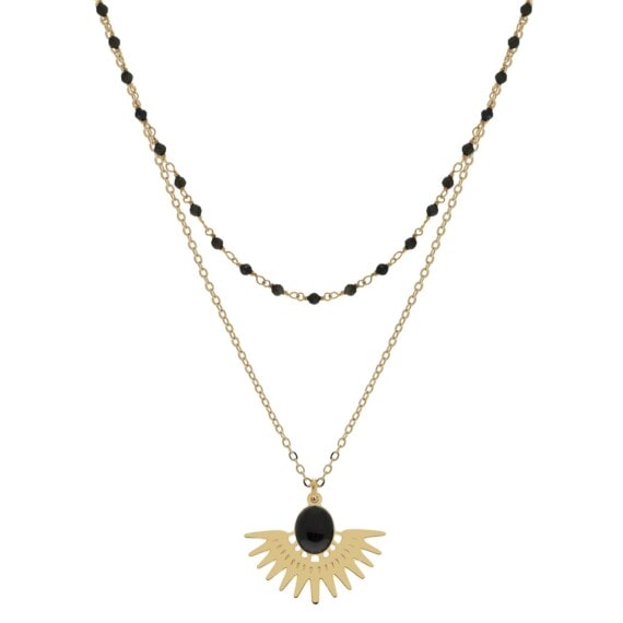 Collier double Cuzco Agate noire