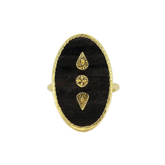 Bague Lana onyx noir texturé de Be Maad. Chez poisson plume bijouterie de créatreurs