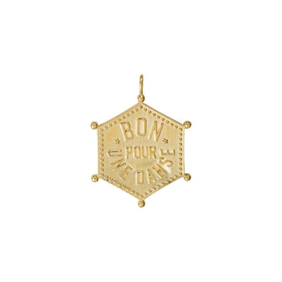 Pendentif hexagonal dance with me en plaque or