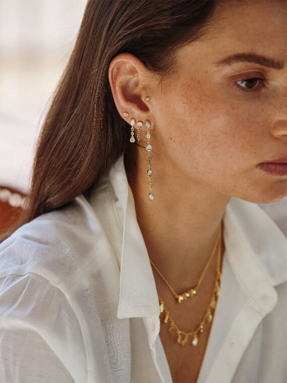trio de boucles pendantes be maad pierre de lune 1