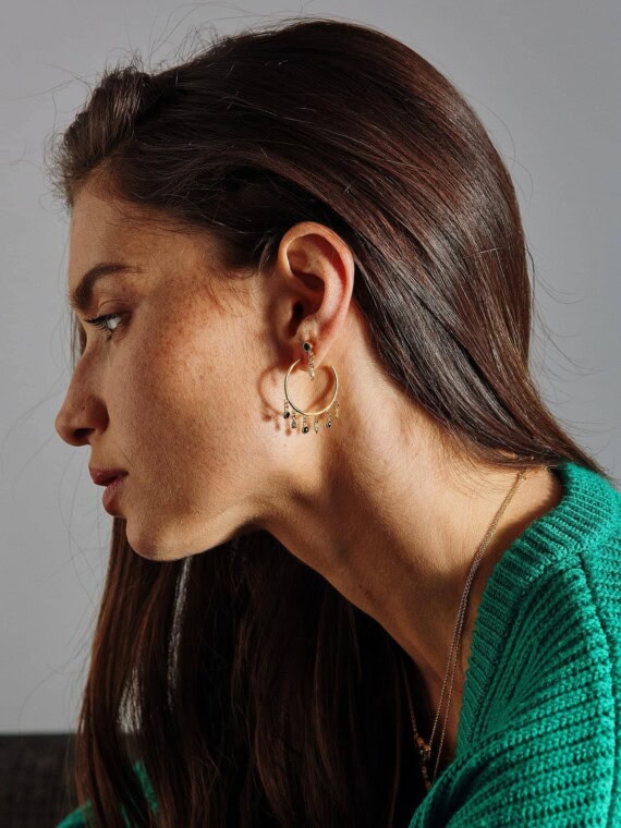 boucles nati zircons noirs chez poisson plume bijoux