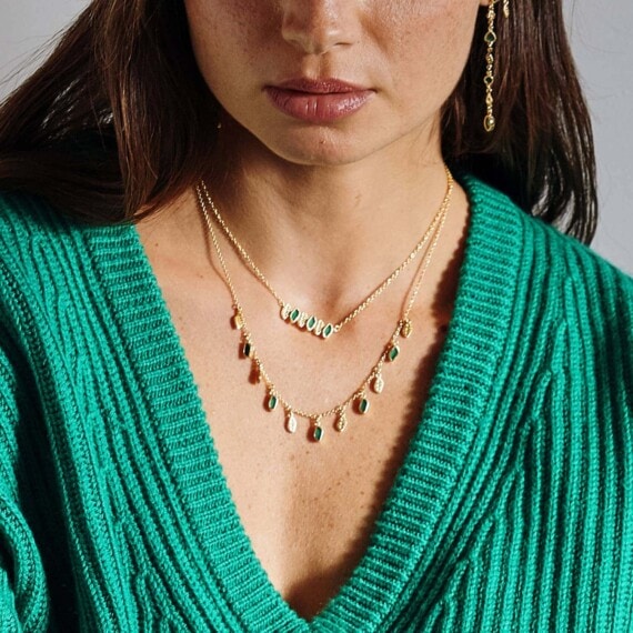 Collier pampilles Mali pierres onyx vert