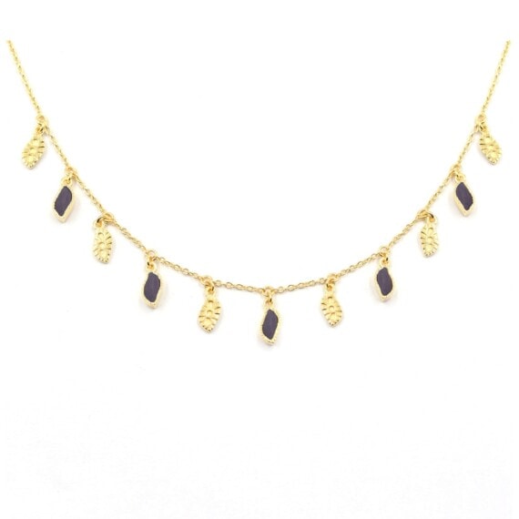 Collier pampilles Mali pierres onyx noir texturé