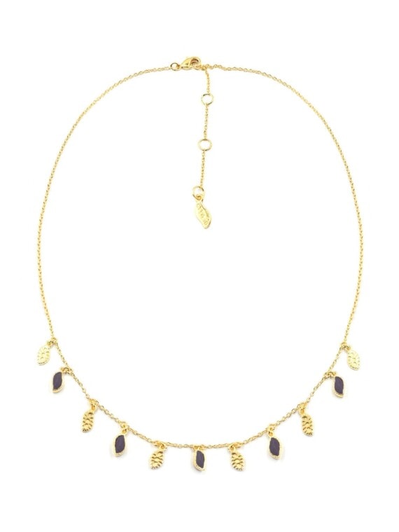 Collier pampilles Mali pierres onyx noir texturé