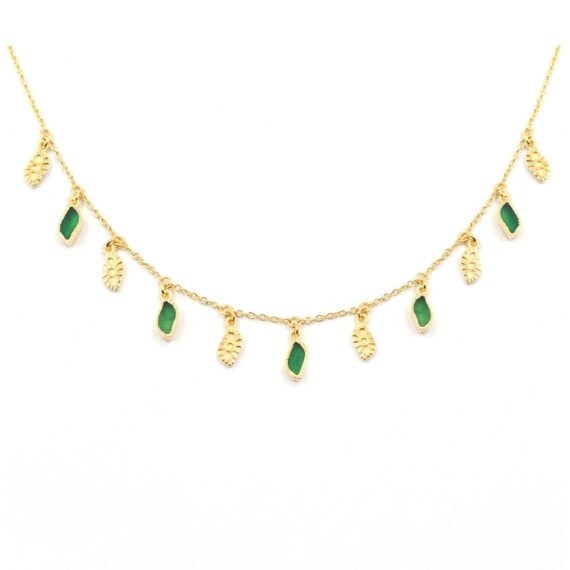 Collier pampilles Mali pierres onyx vert