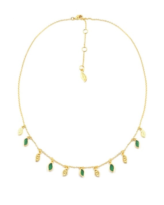 Collier pampilles Mali pierres onyx vert