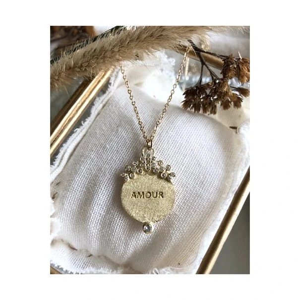 Collier amour medaille dore or fin