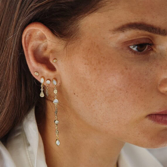 Boucles pendantes longues be maad macha nacre