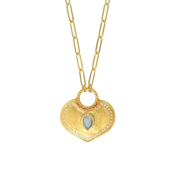 Collier elea onyx coeur pierre de lune