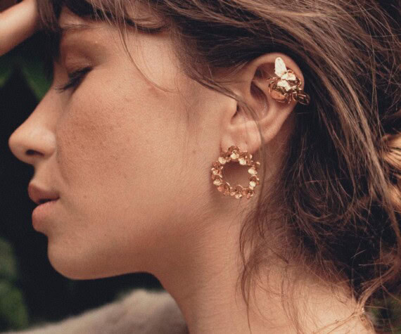 Boucles d'oreilles Elbe Elise Tsikis Paris plaque or
