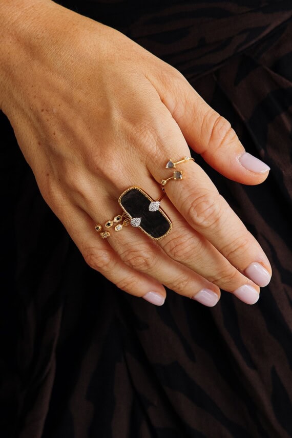 bague sangha onyx texturé pierre fine