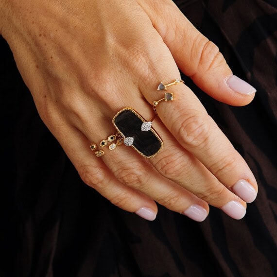 bague sangha onyx texturé pierre naturelle