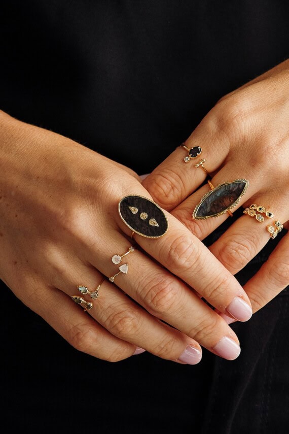 Bague lana onyx texturé noir