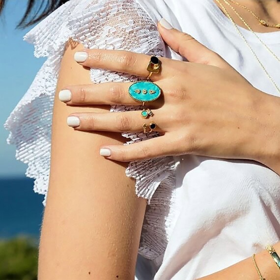 bague lana turquoise chez poisson plume bijoux