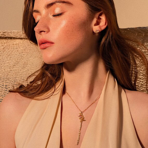 Collier fleur alang grenat