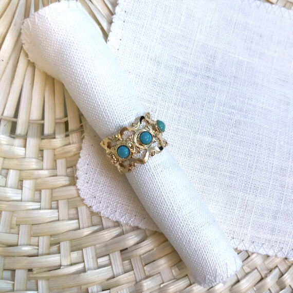 Bague narcisse turquoise