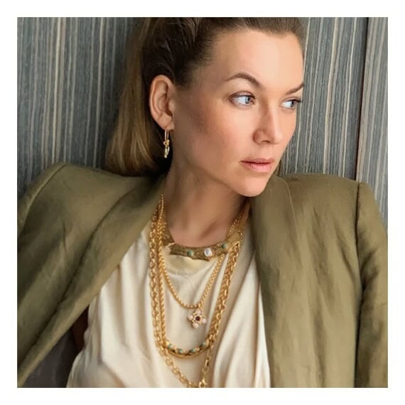 Collier croix quartz rose grenat