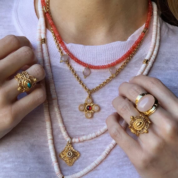 Collier croix quartz Amaryllis