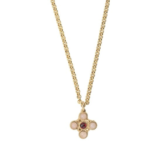 Collier croix quartz rose grenat dear charlotte