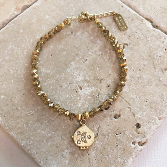 bracelet médaille lune chandra poisson plume