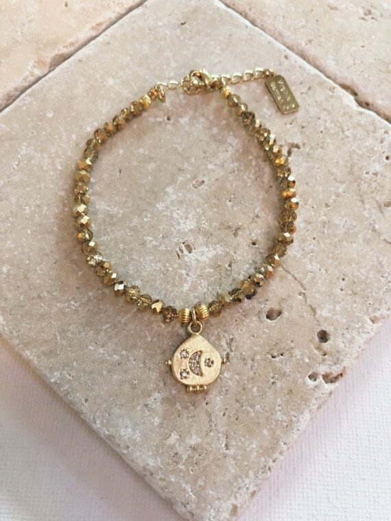 bracelet médaille lune chandra poisson plume